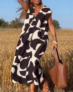 Vestido estampado con cuello en V