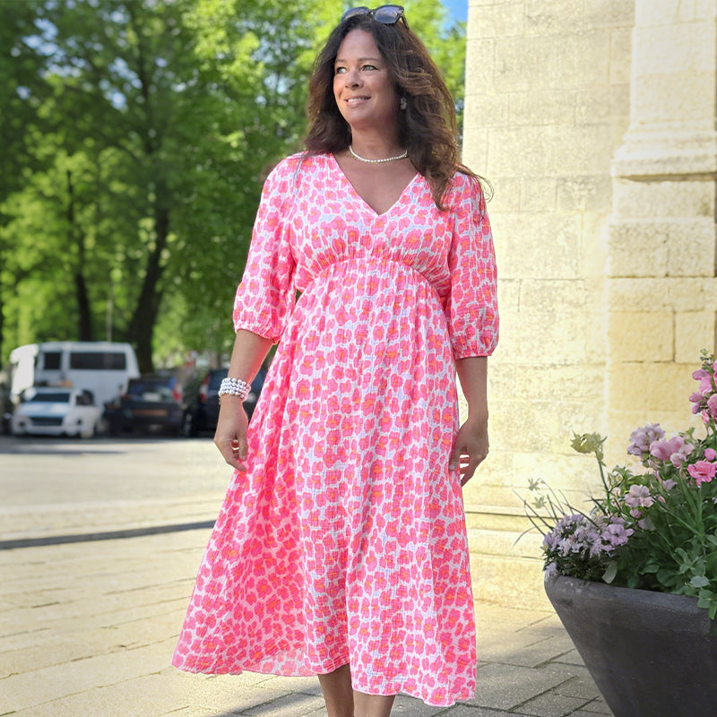 Vestido de mujer estampado con cuello en V