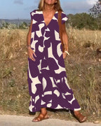 Vestido estampado con cuello en V