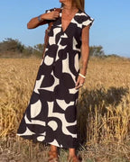Vestido estampado con cuello en V