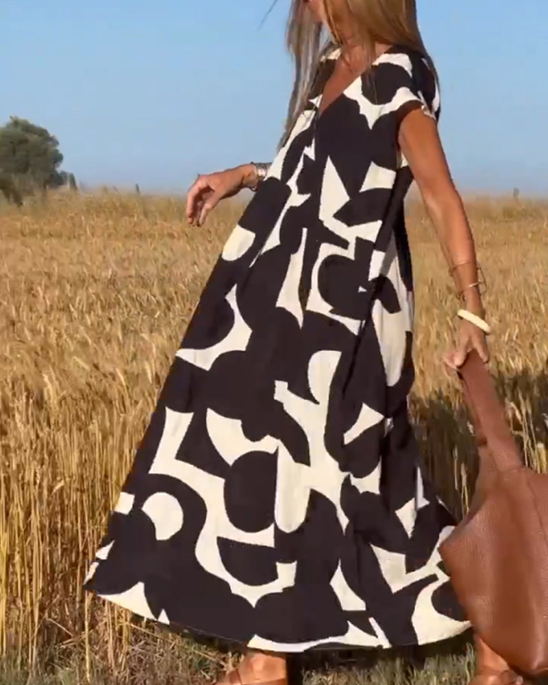 Vestido estampado con cuello en V