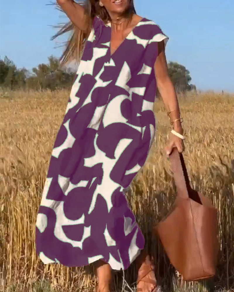 Vestido estampado con cuello en V