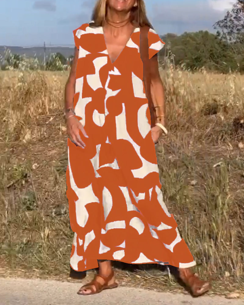 Vestido estampado con cuello en V