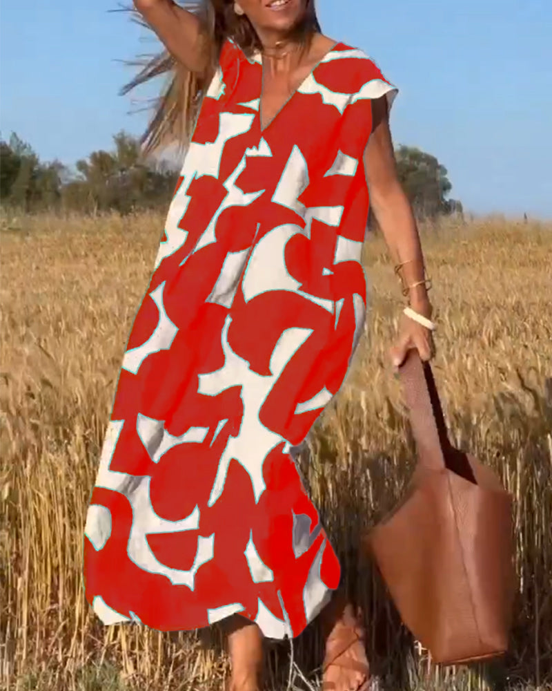 Vestido estampado con cuello en V