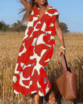 Vestido estampado con cuello en V
