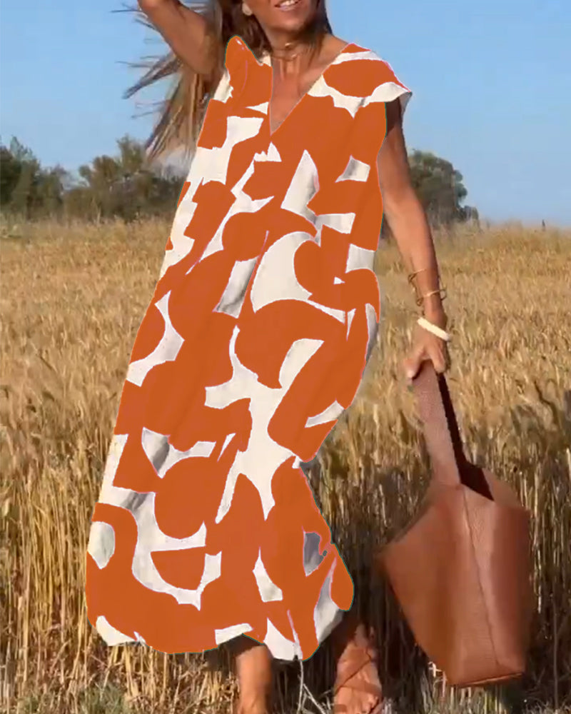 Vestido estampado con cuello en V
