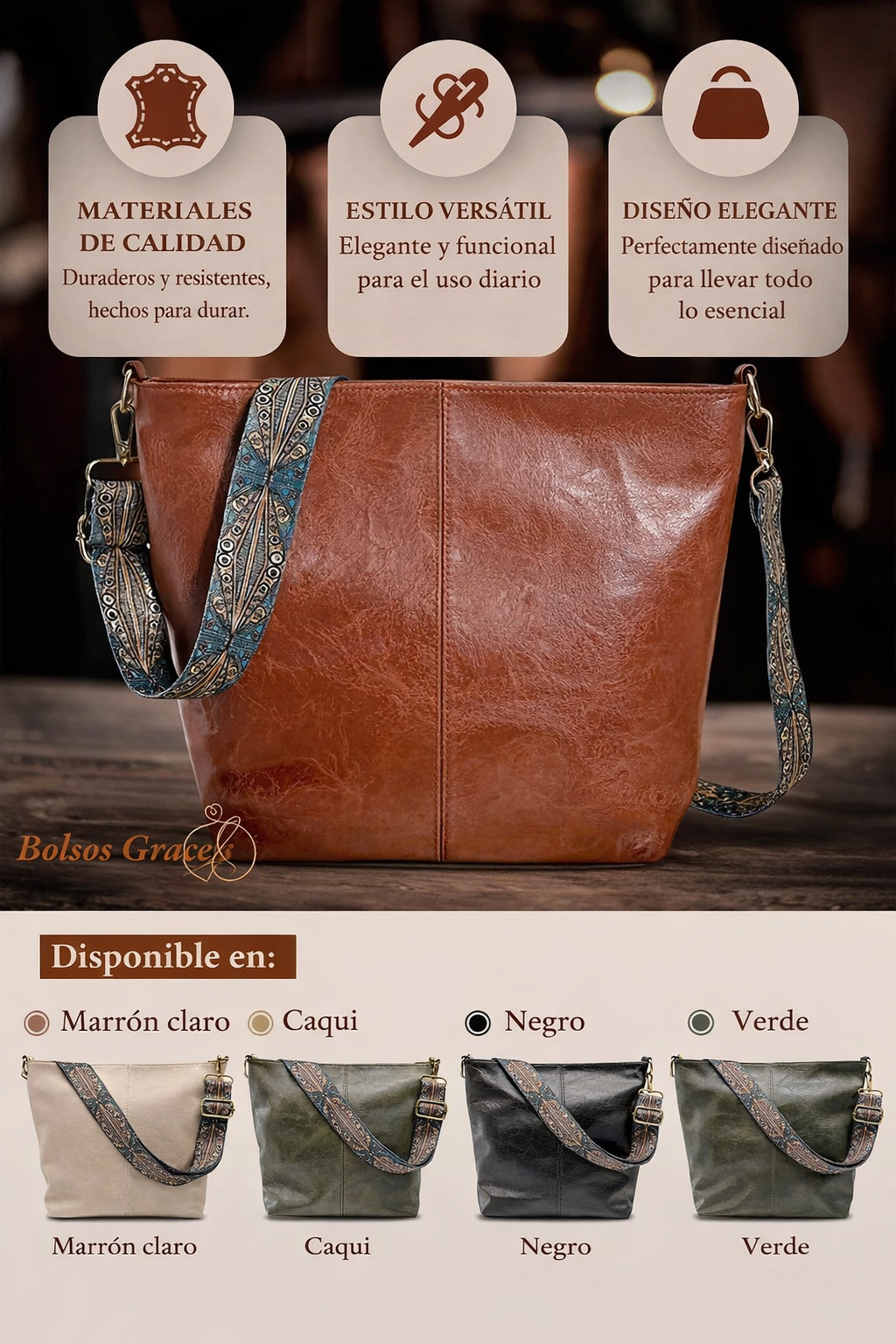 Elena | Bolso de hombro de piel