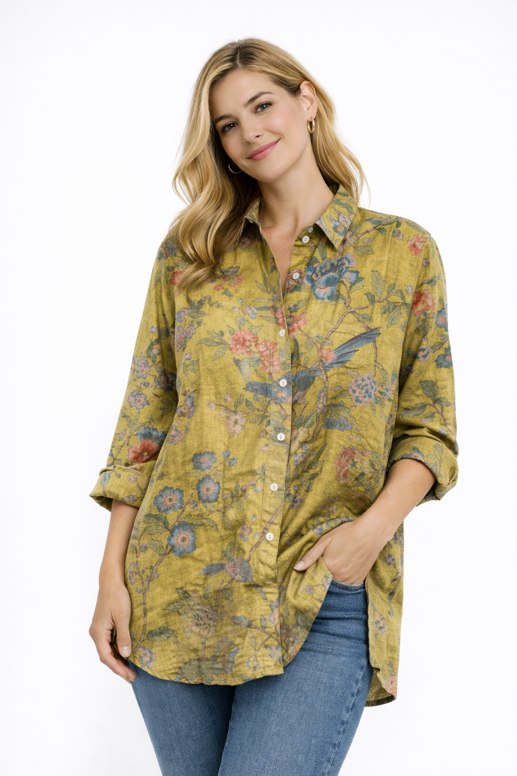 Tatiana – Camisa de lino estampada