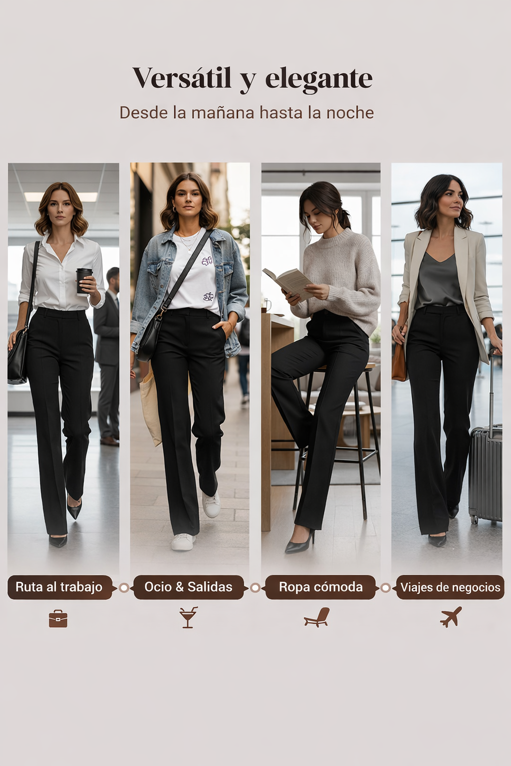 Pantalones de traje de mujer con cintura alta