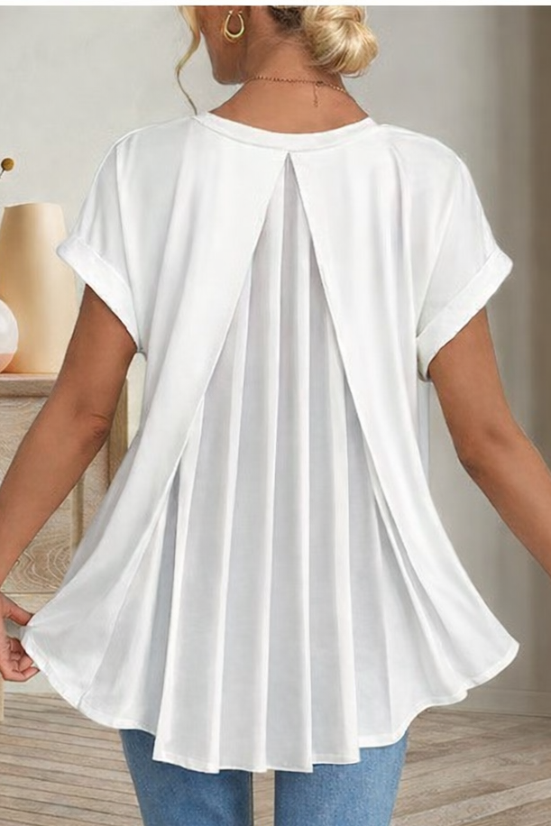 Camiseta de Patchwork de manga corta y color liso