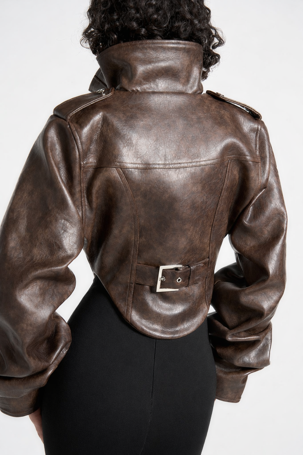 Solange | Chaqueta corsé vintage con mangas remachadas                                    - Marrón