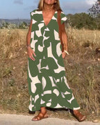Vestido estampado con cuello en V