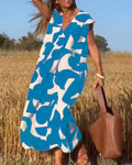 Vestido estampado con cuello en V