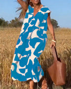 Vestido estampado con cuello en V