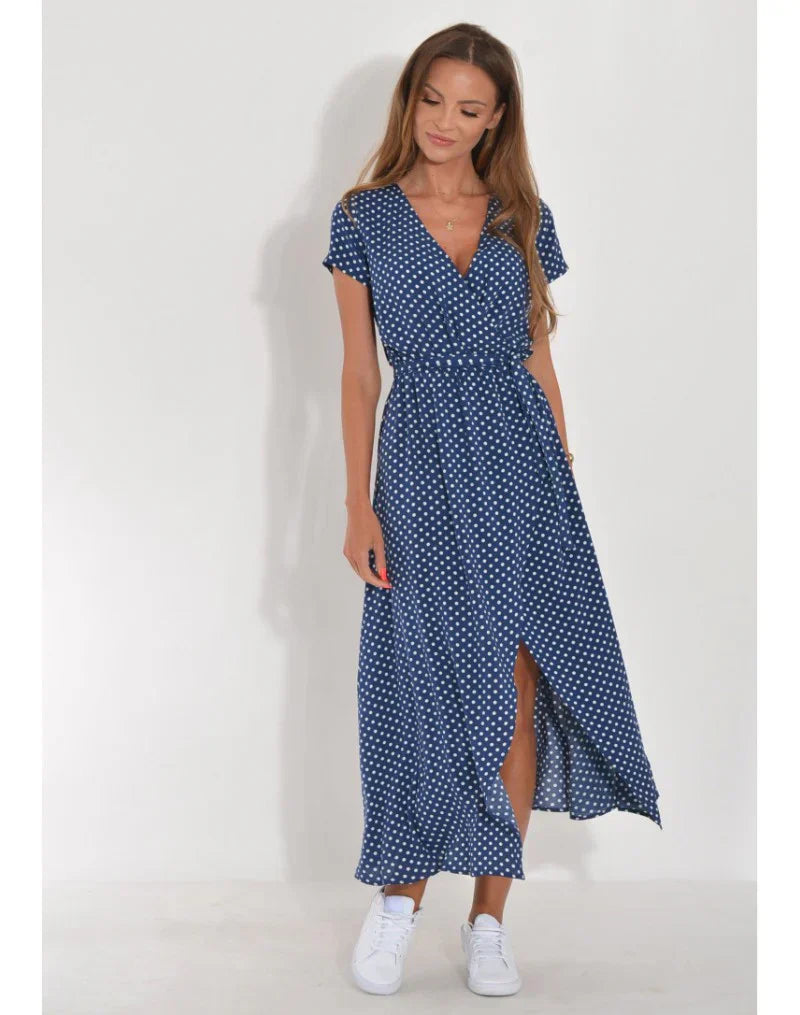 Julia: elegante vestido con escote en pico y corte moldeador