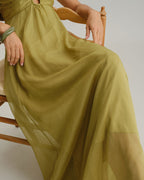 Vinila | Vestido largo verde con fruncidos